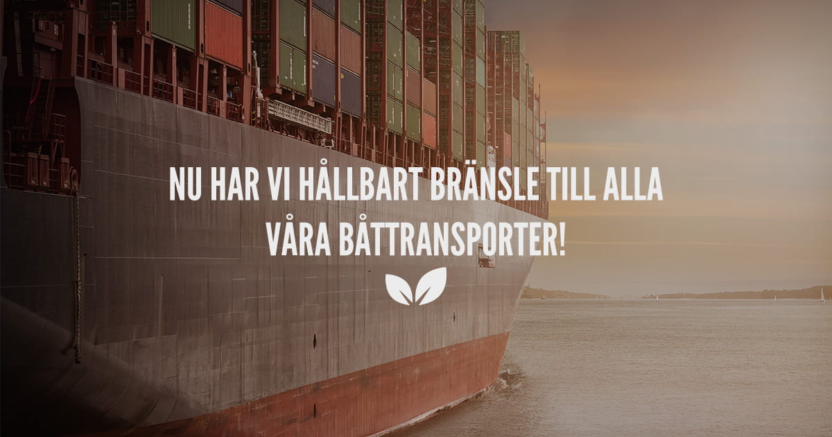 Hållbart bränsle till våra båttransporter!