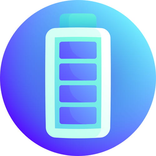 Ikon batteri laddning blå