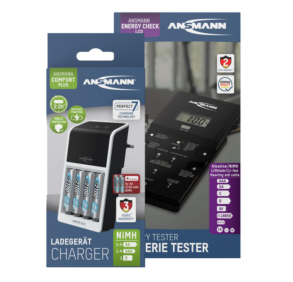 Ansmann batteritestare gruppbild