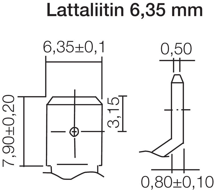 lattaliitin 6,35 mm - mitat